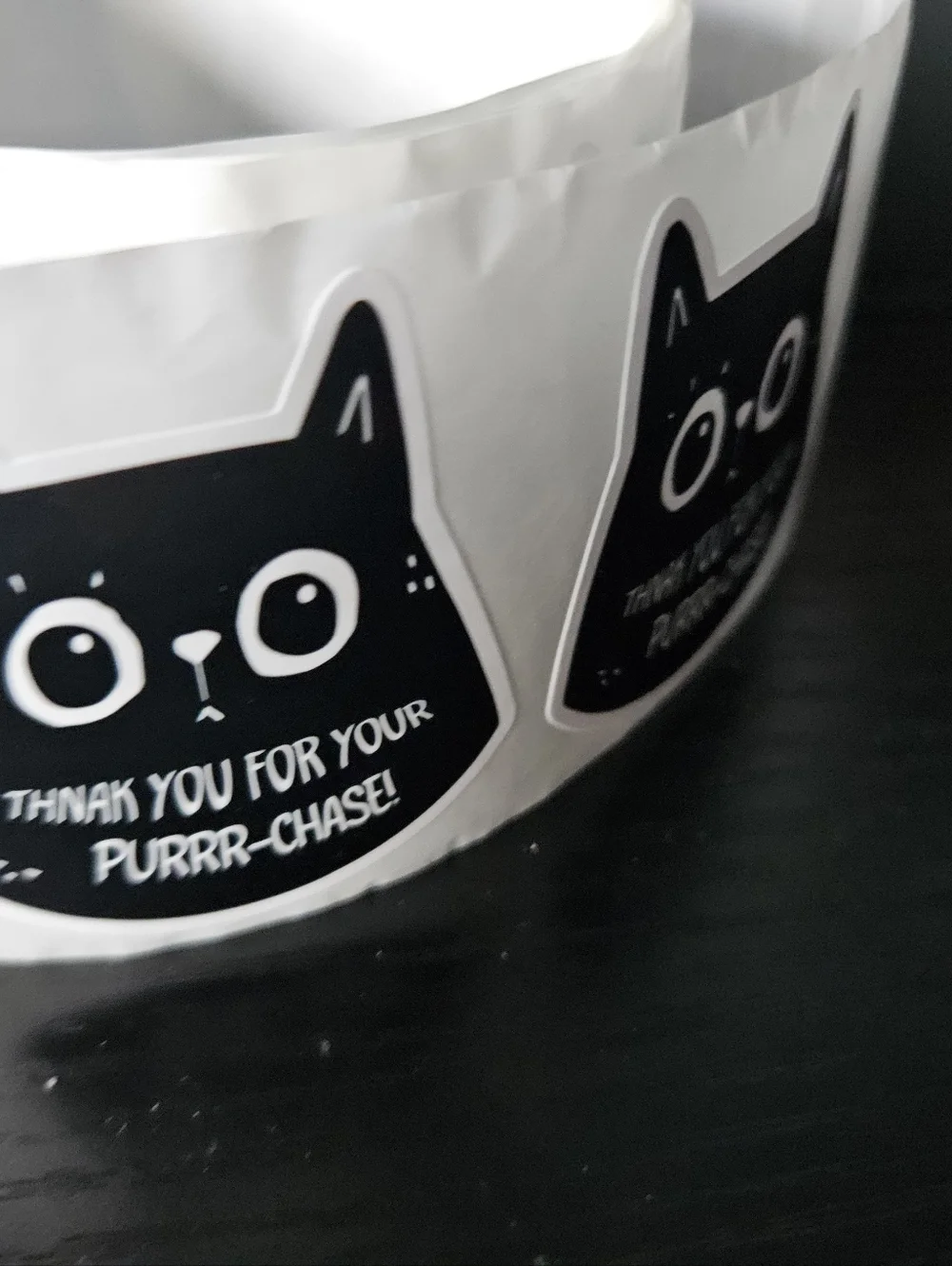 Black And White Cat Thank You Stickers